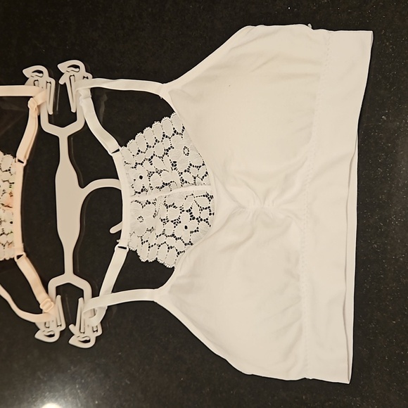 💕LAURA ASHLEY💕 Lace Back Bralettes (2 Pack) ~ Pink & White Small NWT - Picture 12 of 13